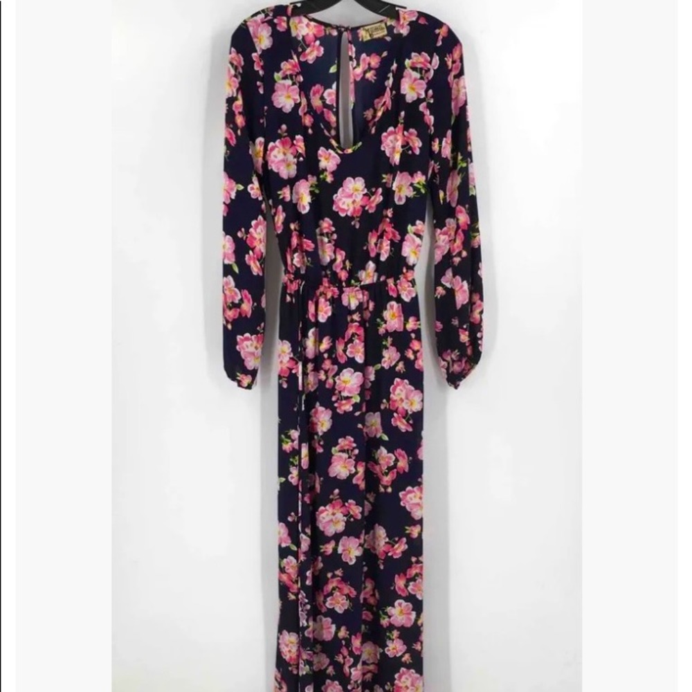 NWOT Show Me Your MuMu fantastic dress in navy and pink floral print. V neck, M.